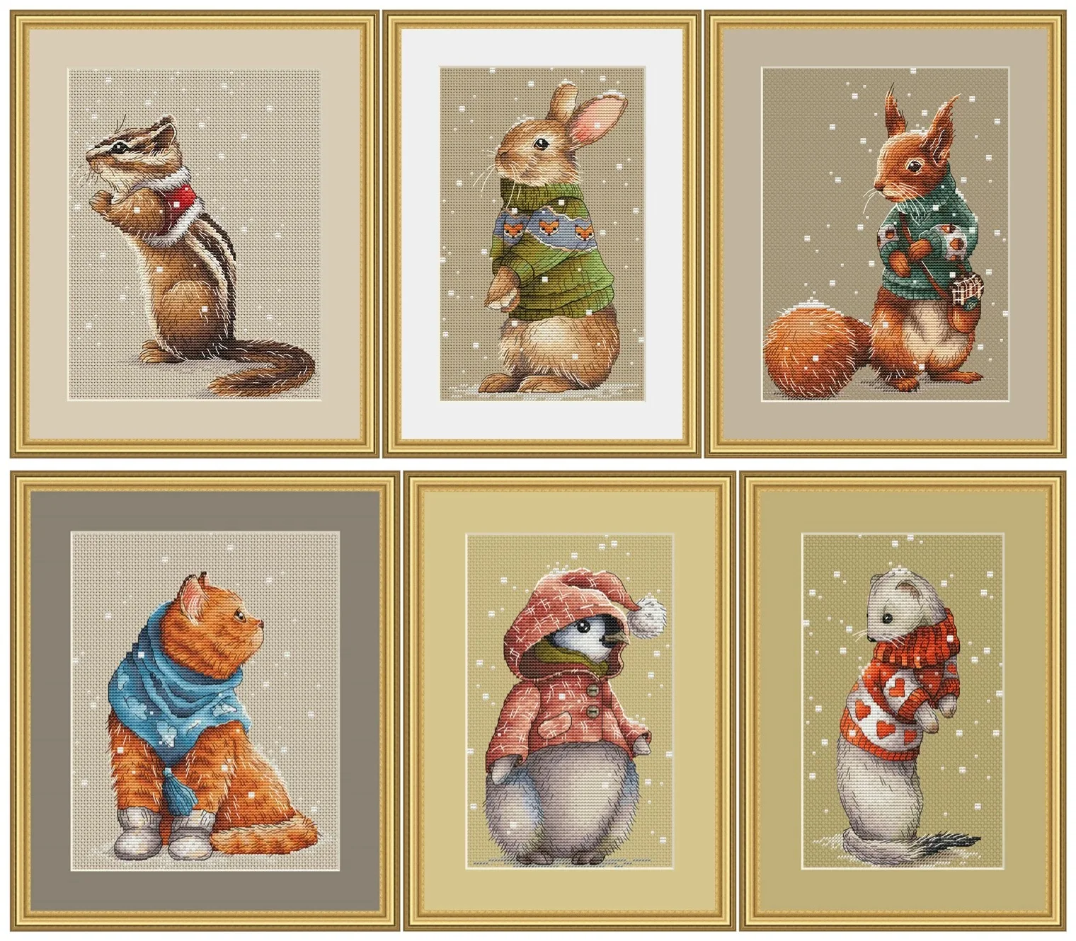 2025 Wild Animal Kit for Needlework,DIY Cross stitch,Embroidery kit,Winter Bear Bunny Fox pattern Cross-Stitch painting Gift