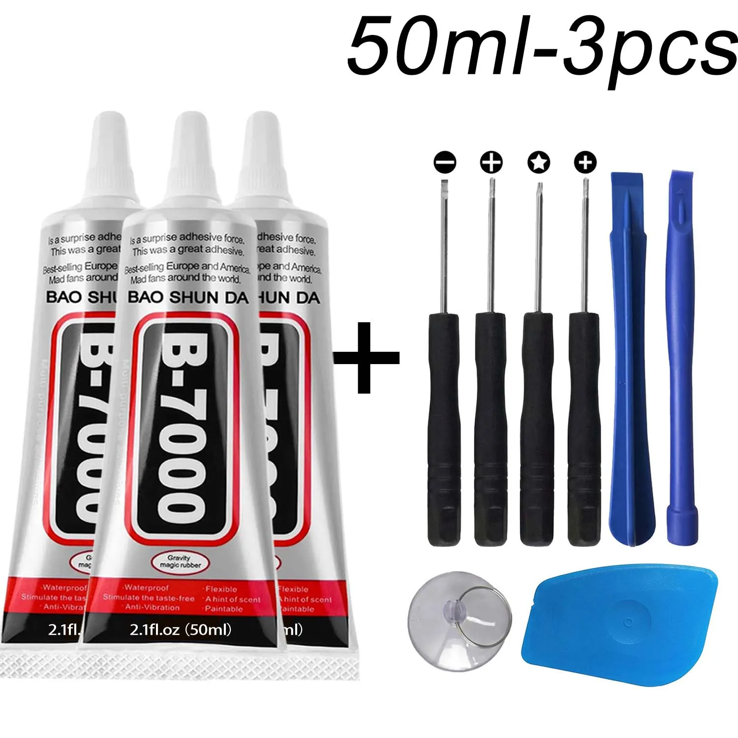 JXVX 50ml B7000 Klebstoff für Mobiltelefone, Touchscreens, Superkleber B-7000, Klebstoff für Telefon-Glasreparatur, Diamanten und Schmuckwerkzeuge