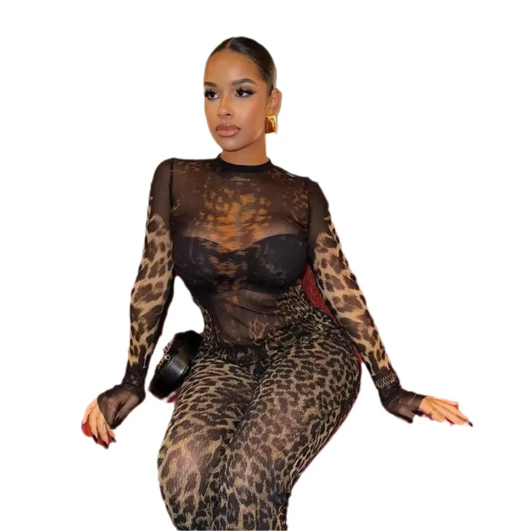 Women Popular Printed Women 2 Piece Set Fall Hipster Matching Outfits Long Sleeve O-neck Tees+High Waist Pants Lady New Clubwear