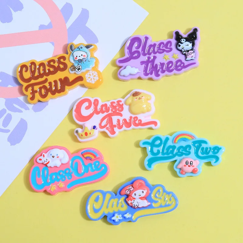 

100PCS Cute Resin Cartoon Sanrio Seris Word Plate Flatback Cabochon Scrapbook Kawaii DIY Embellishments Accessories