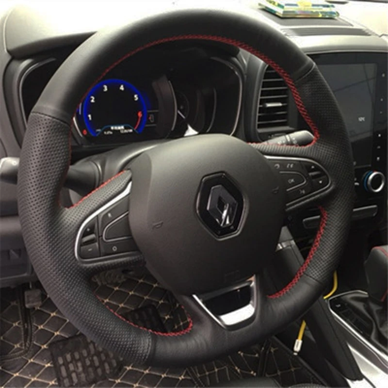 Dostosuj skórzany pokrowiec na kierownicę z mikrofibry do Renault Kadjar Koleos Megane Talisman Scenic Espace 15-18 Akcesoria
