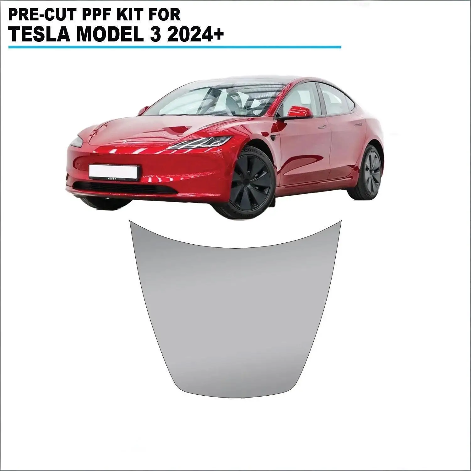 

For Tesla Model 3 2024 2025 TPU Pre-cut PPF Kit Scratch-resistant Transparent Front Bumper Hood Engine Protective Film