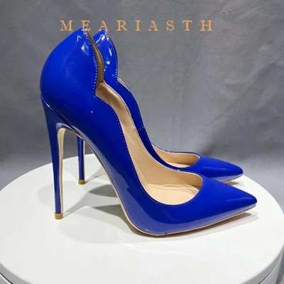 Customized color high heels fashion socialite series 12cm sexy patent leather shallow mouth size 1 women's single shoes 35-44
