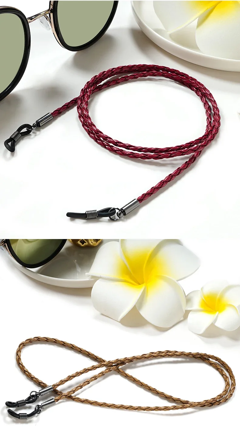 1 Stück geflochtenes Brillenband aus Leder – rutschfeste Sonnenbrillenkette für Sport- und Outdoor-Aktivitäten. Rutschfester Brillen-Lanyard-Gurt – Detail 5