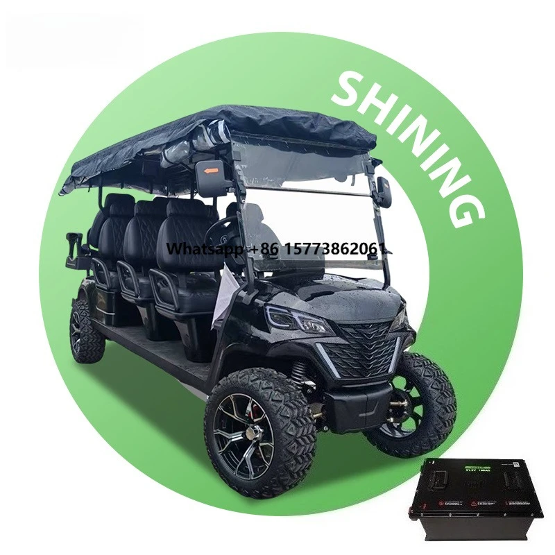 Custom  Electric 48V Lithium Battery 8 Seats Steel Chassis Golf Cart Waterproof