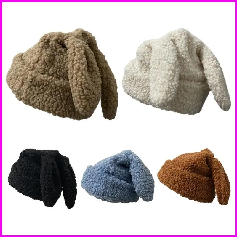 Simple Rabbit Ears Funny Knitted Winter Windproof Fashion Knitted Hat All-match