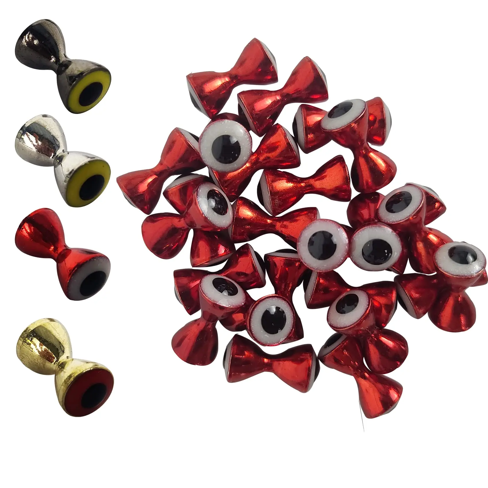 Aventik 25pc Pack Brass Dumbbell Shaped Fish Eyes Realistic Fly Tying Materials Lure Jig Corrosion Resistant Fly Fishing Head