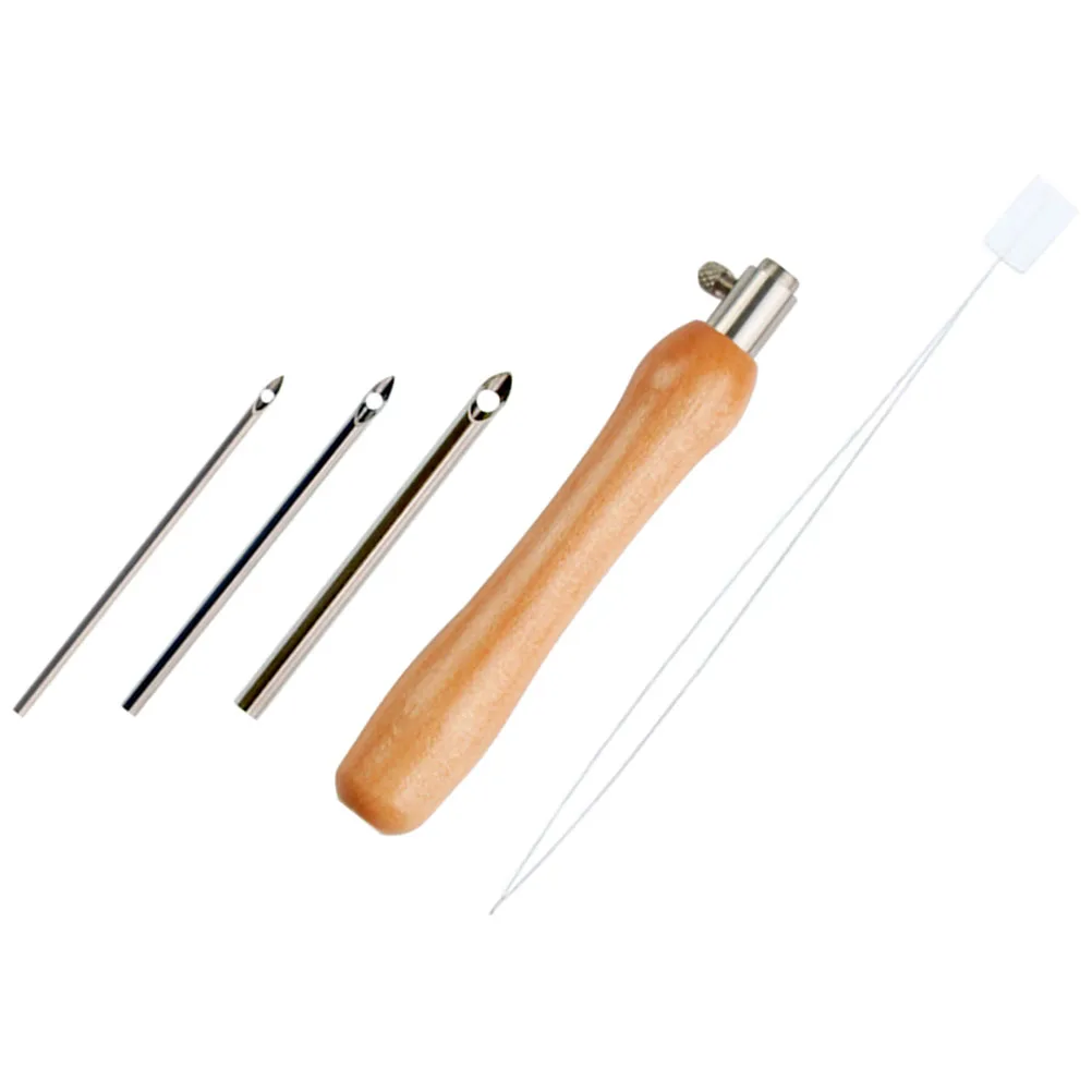 

Punch Needle Kit Felting Needles Sewing Craft Tools Lightweight Ergonomic Design Replacement Heads Wooden H Textile
