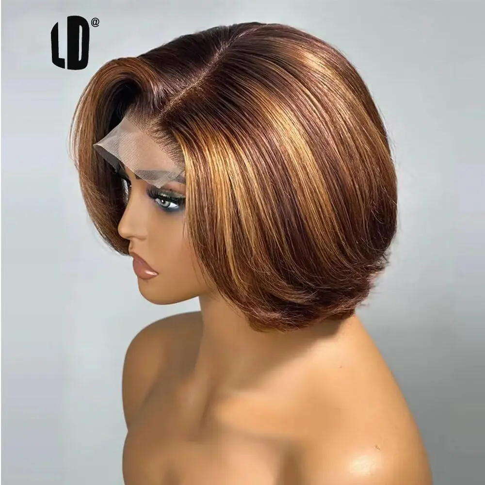

Lolely Dream Pixie Cut Короткий парик Боб 13x4 Кружева спереди Бразильские человеческие волосы Прозрачные парики шнурка для чернокожих женщин Remy Hair Распродажа