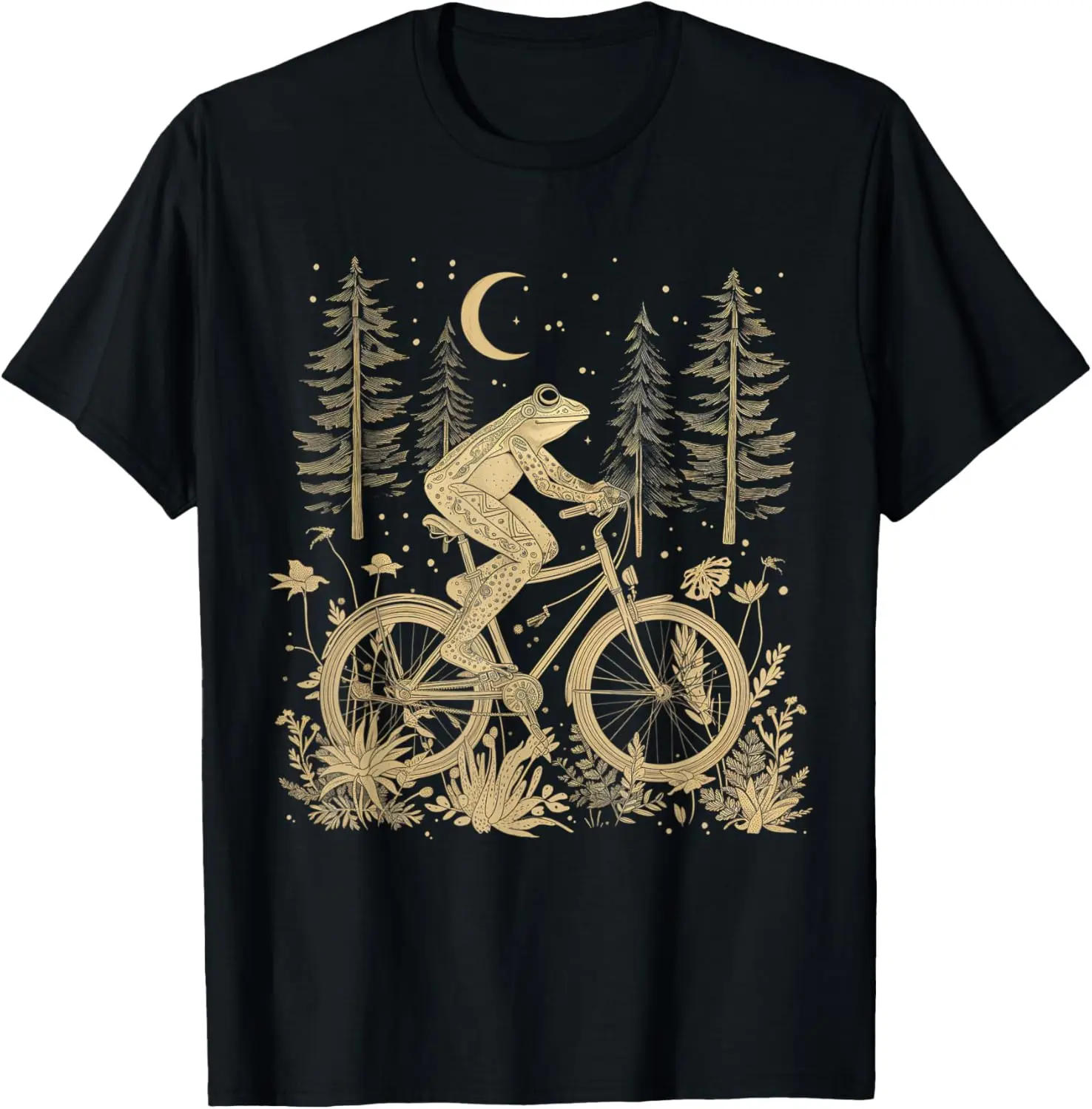 

Cottagecore Frog Riding Bike Funny Aesthetic Wild Flower T-Shirt Motorcycle