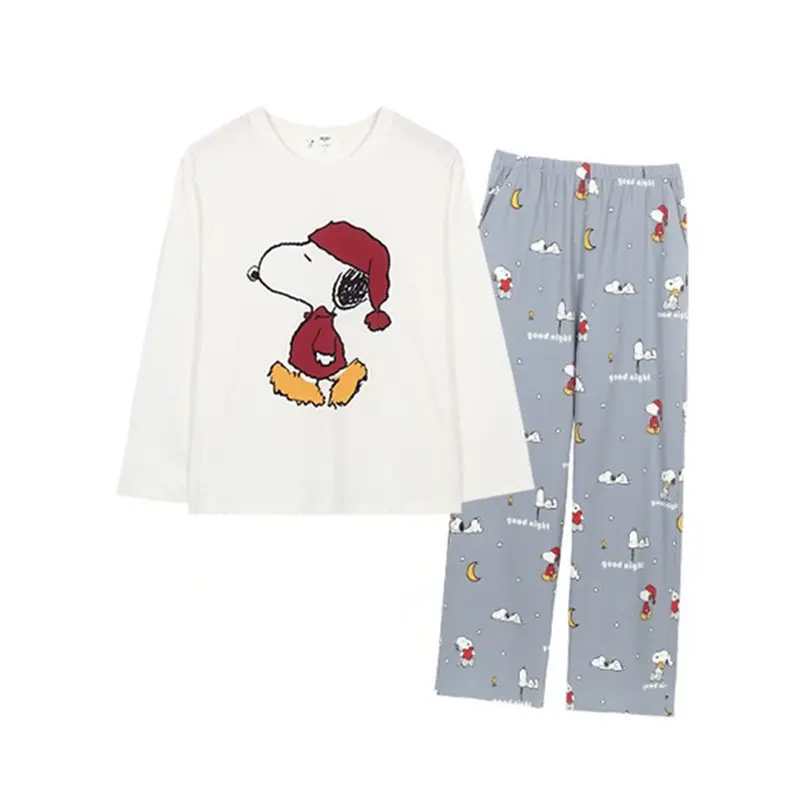 New Kawaii Cute Snoopy Pajamas Thin Style Long Pants Long Sleeves Loose Casual Sweet Home Clothes Birthday Gifts Girlfriend Gift