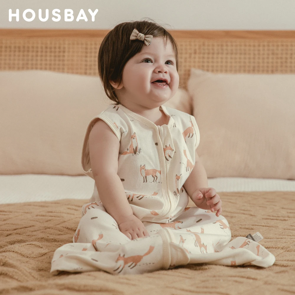 Newborn Sleeping Bag Skin-Friendly  Comfort 100% Cotton Breathable 3-24 Months Baby Sleep Aid Machine Wash Snowy Fox Pattern