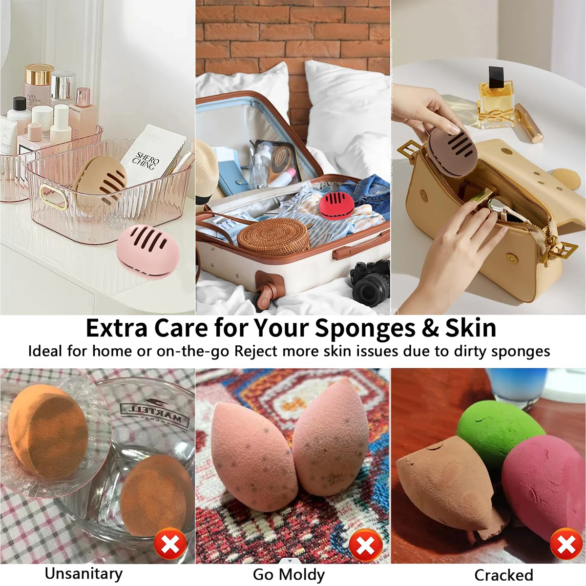 Eco-friendly 1PC Silicone Porous Beauty Egg Storage Set, Puff Storage Box, Reusable Travel Portable Organizer.-zmt