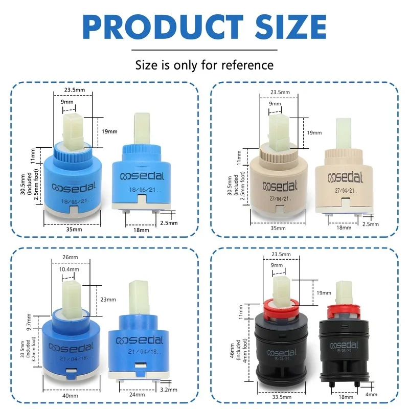 35mm/40mm Faucet Cartridge Ceramic Tap Cartridges Ceramic Spool Water Tap Faucet Cartridge Kitchen Bathroom Faucet Accessories