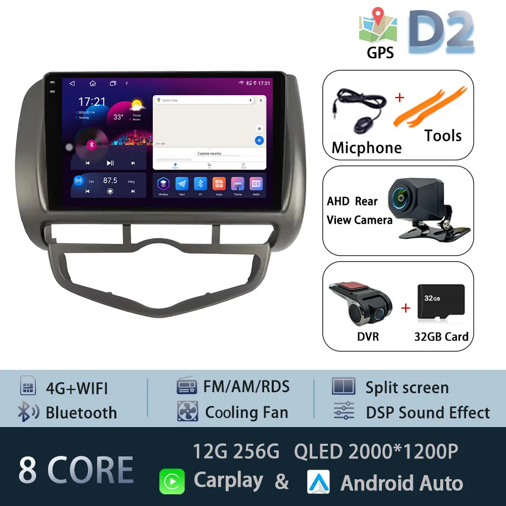 Voor Honda Fit Jazz 2002-2008 LDH RDH Autoradio Audio Mulltmedia Speler Android Intelligent Systeem GPS Navi DPS 4G Carplay WiFi