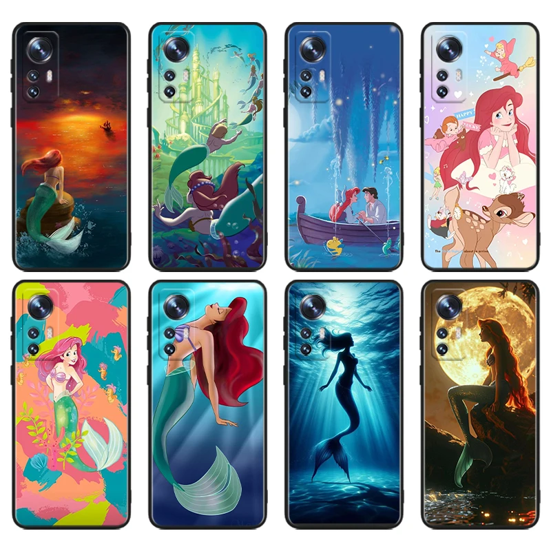 Syrenka Księżniczka Kreskówka Disney Dla Xiaomi Mi 13T 13 12T 12 11T 11i 11 A3 10T 10 9 Pro Lite Ultra 5G Czarne etui na telefon TPU