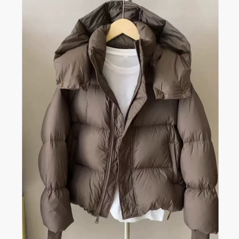Solid Color Down Women's Winter Short Thick Loose Down Jacket