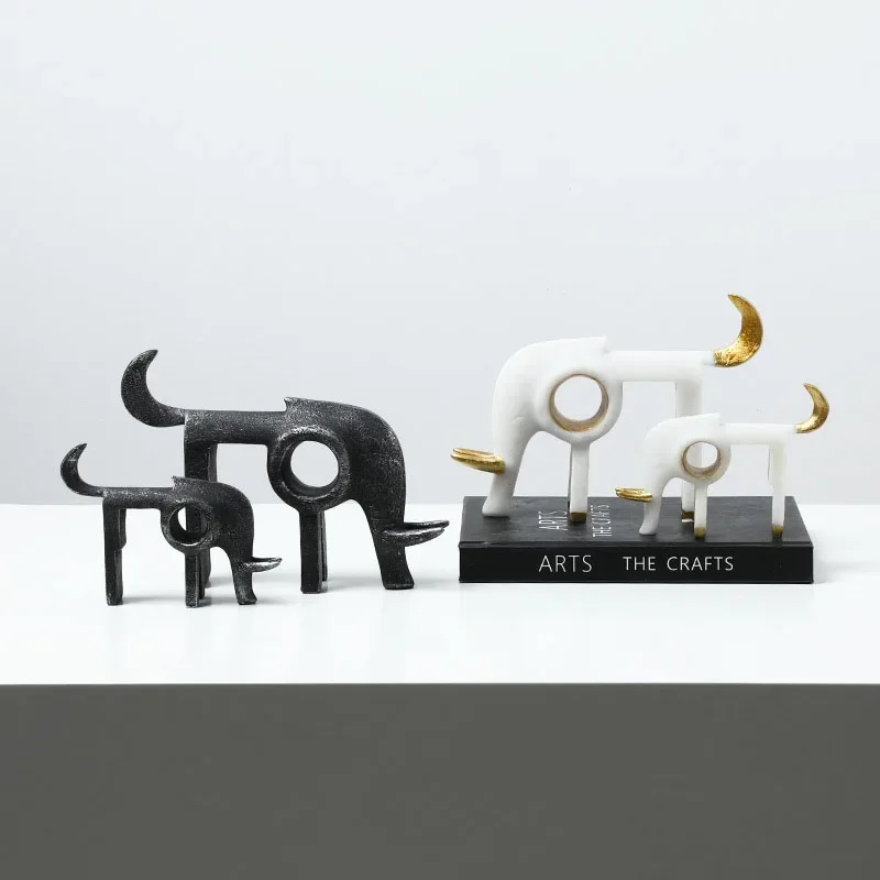 Nordic Abstract Elephant Shadow Resin Ornaments Living Room TV Cabinet Porch Desktop Animal Statue Home Decoration Accessories