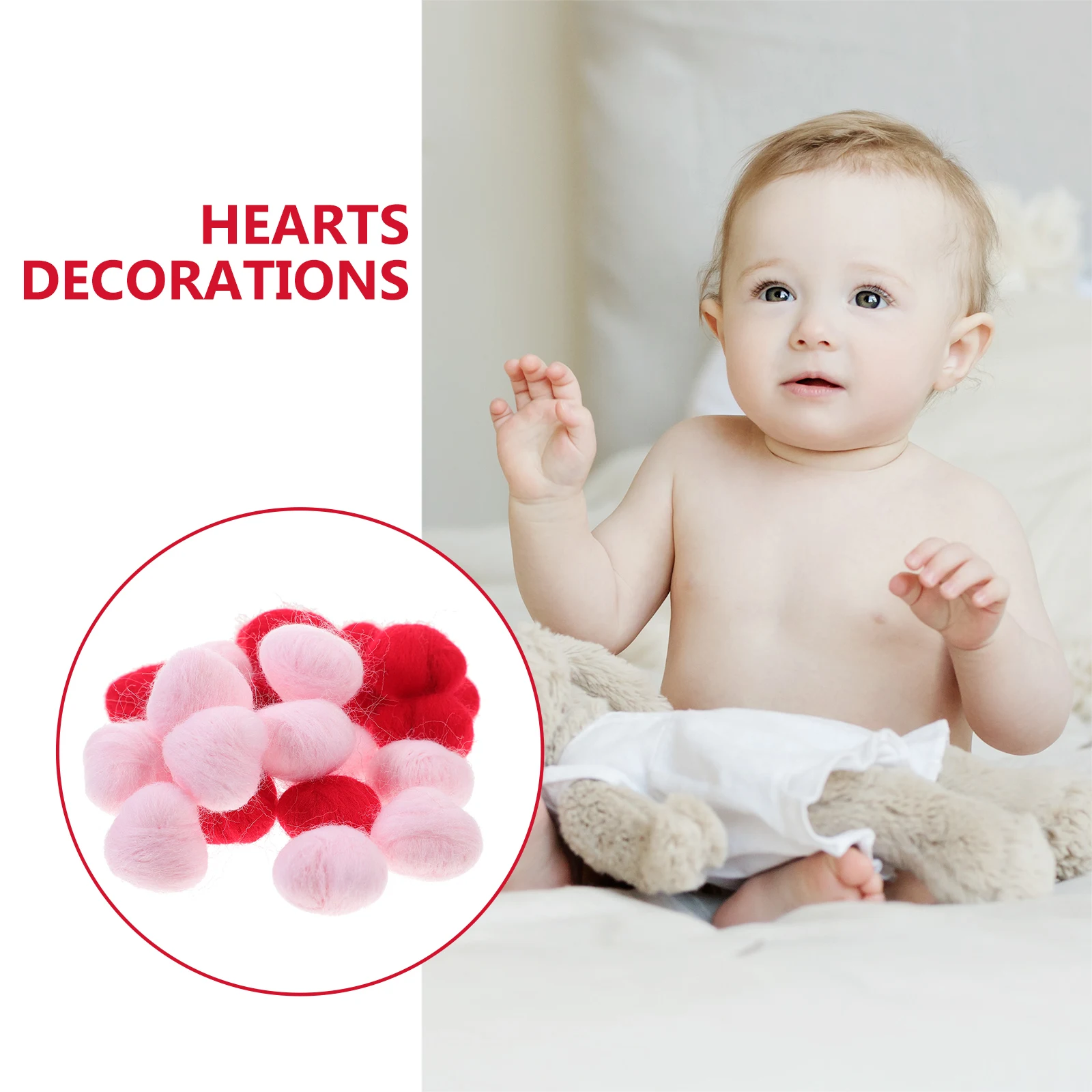 

24pcs Photography Holding Flowers Red Pink Felt Hearts Wool Heart Decorations Craft Ornaments 3cm DIY Accessories