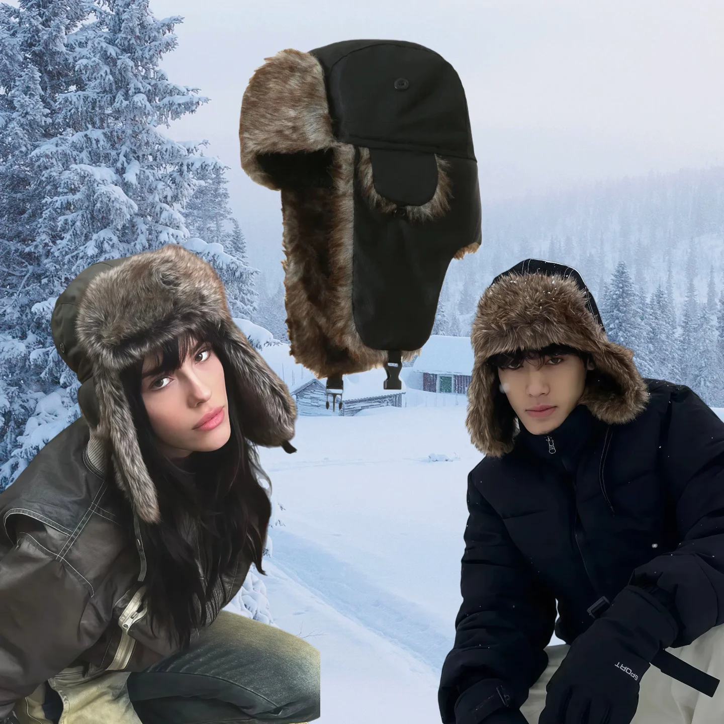 Winter Mens Ushanka Trapper Hat Russian Trooper Ear Flap Cap Earflap