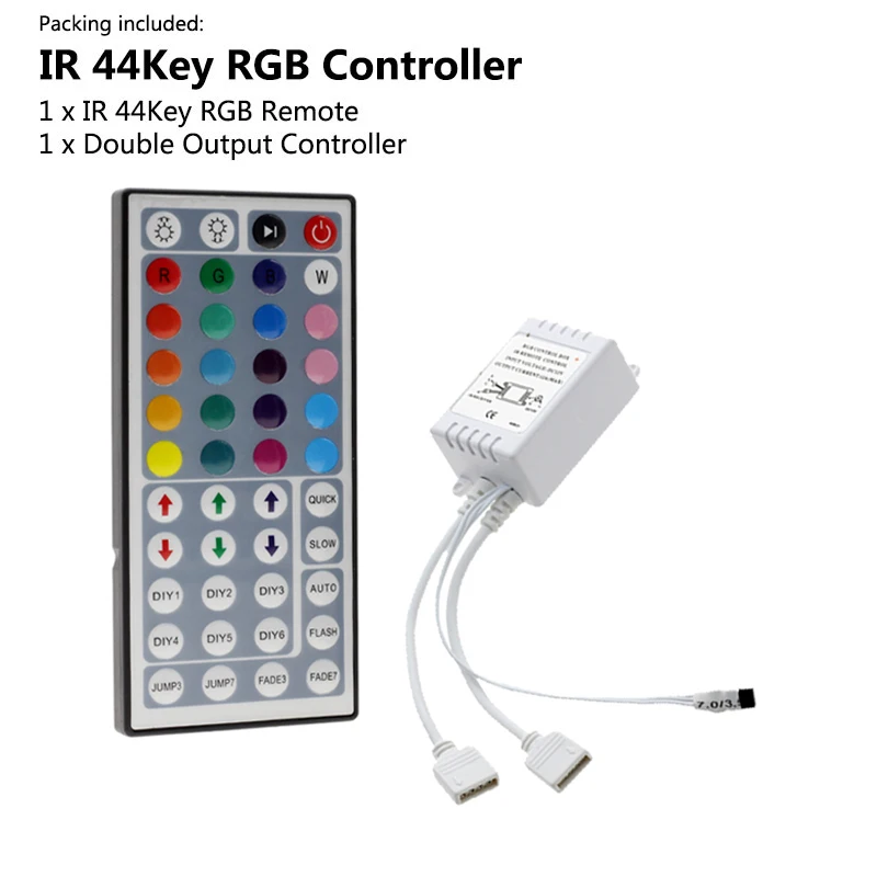 Kontroler Led DC12V 44 klawisze kontroler LED IR RGB 1 do 2 kontroler IR zdalna regulacja ściemniania dla RGB 3528 5050 LED diody na wstążce