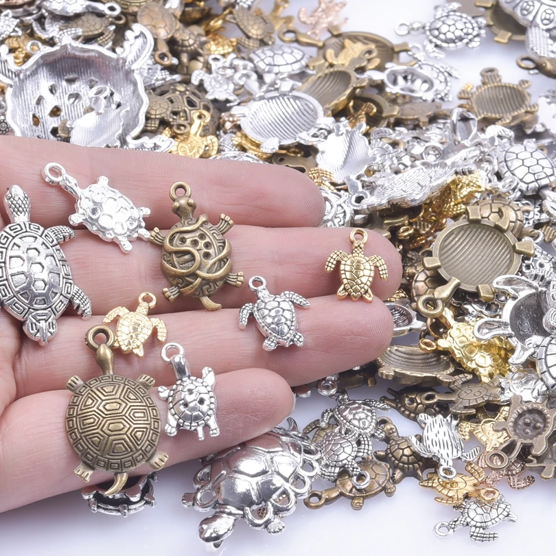 20 sztuk/partia Vintage lato zwierząt żółw morski Shell Charms losowe plaża żółw wisiorek naszyjniki bransoletka biżuteria akcesoria