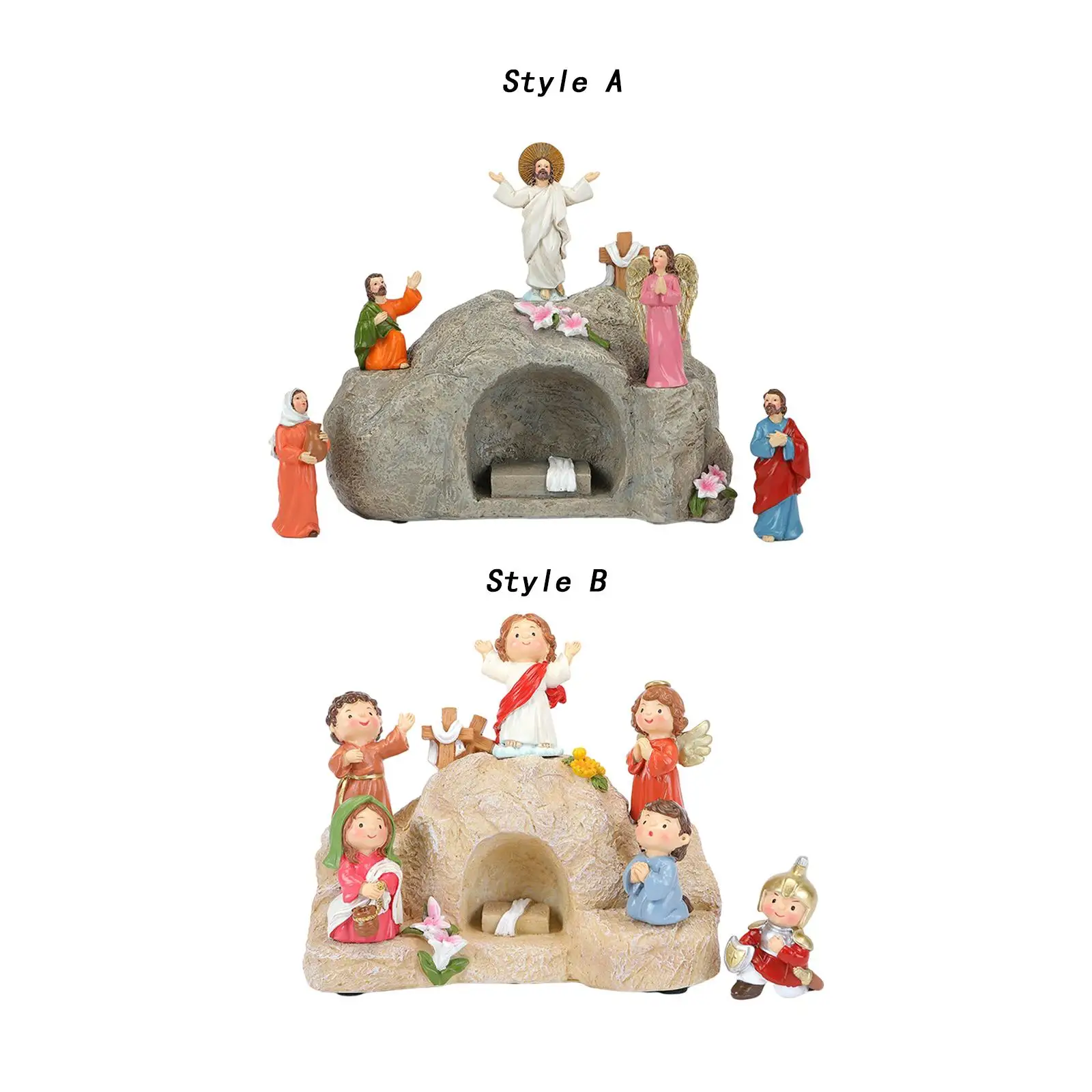 Easter Decorations Easter Resurrection Scene Set Home Decor DIY Gifts Resin Easter Ornament for Home Party Women Adults Mommy