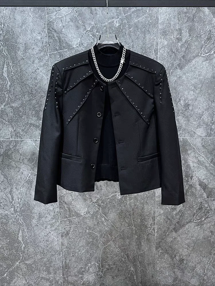 

Men's fashion trend jacket jacket with short beaded decoration casual design