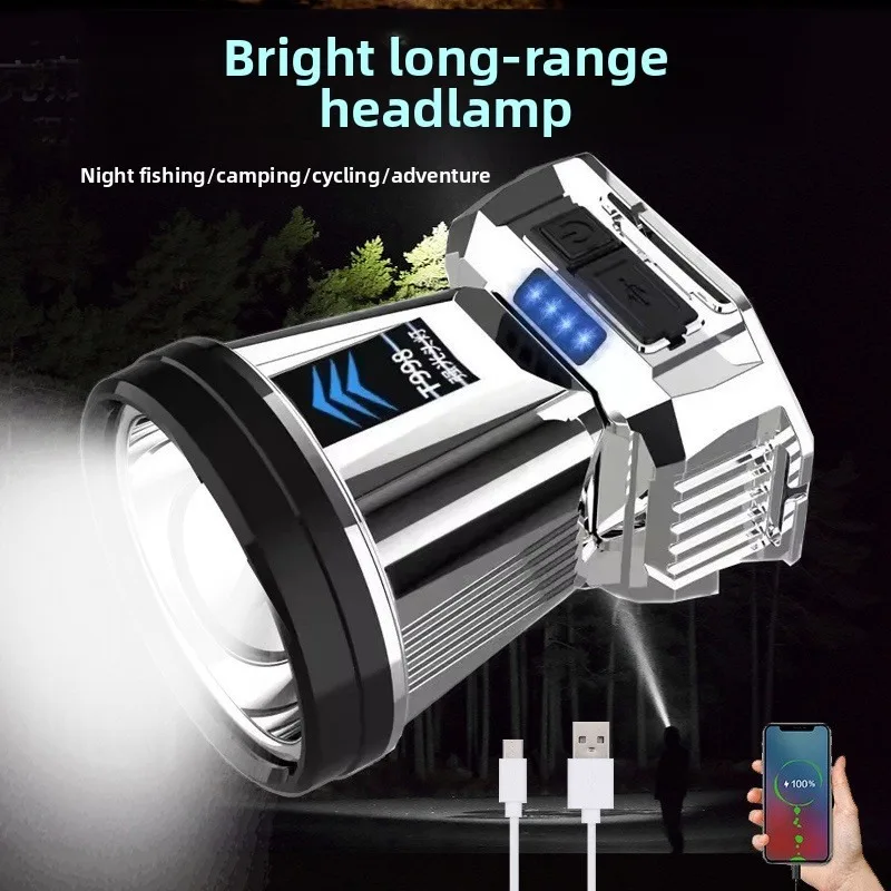 

Светодиодный налобный фонарь с большой чашкой освещения: ультра-яркий, с высоким люменом, перезаряжаемый, долговечный — крепление на голову для кемпинга, езды на велосипеде и рыбалки