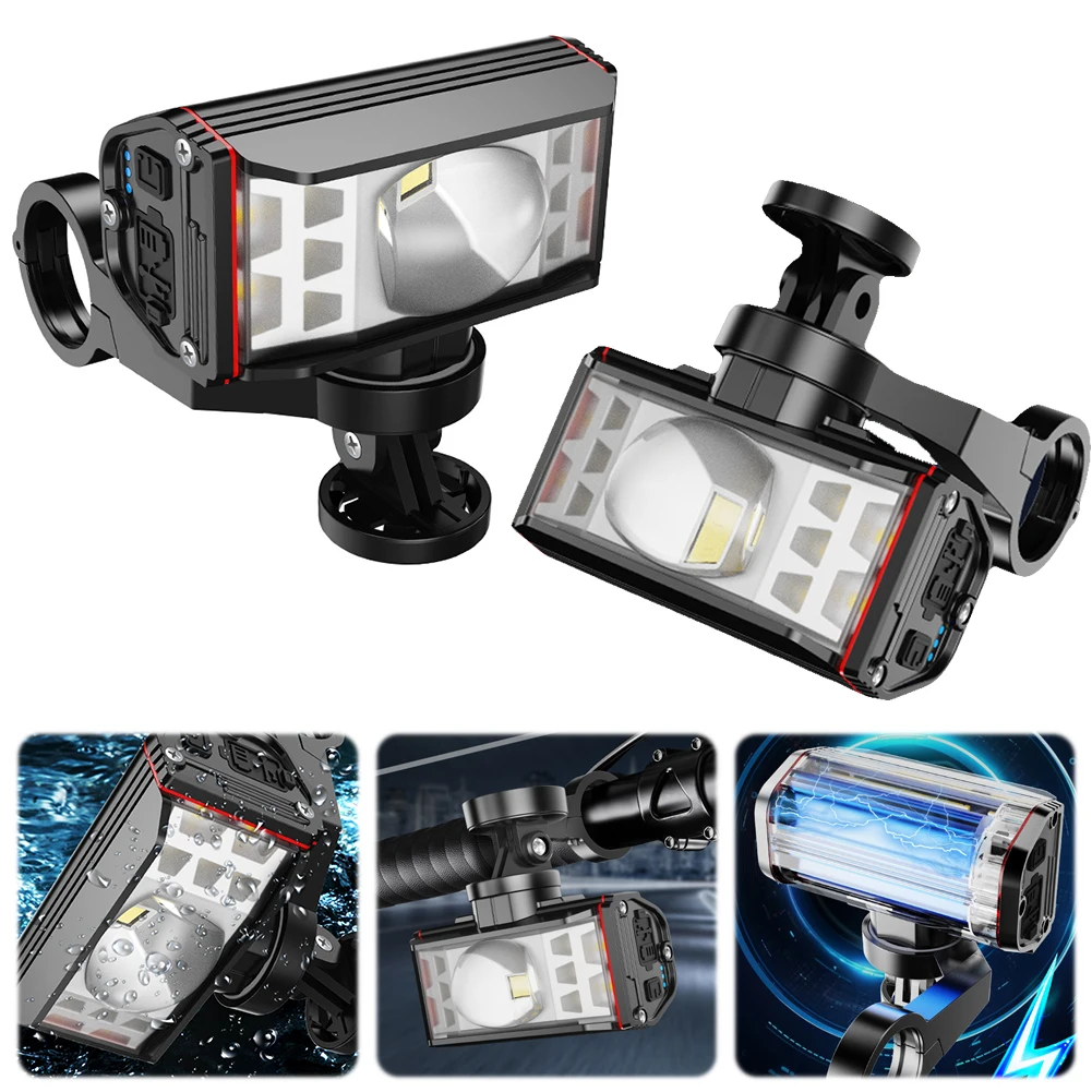 

LED Bike Handlebar Flashlight USB Rechargeable Cycling Flashlight Waterproof MTB Mountain Bike Lamp Bicycle Accessories