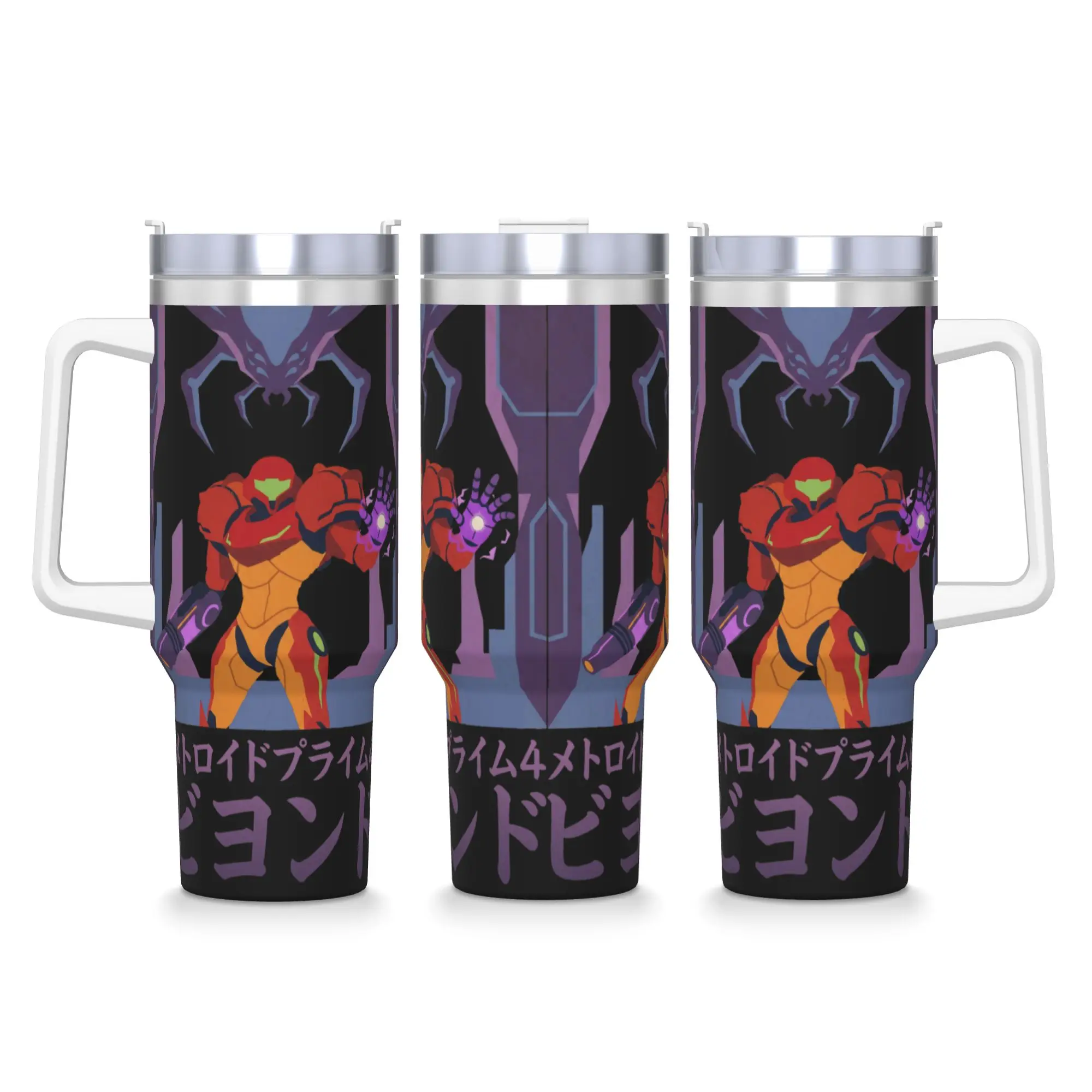 Stainless Steel Tumbler Metroids Hero Game Samus Thermal Cups  Keep Heat Cold Drink Car Mugs Driving Graphic Water Bottle