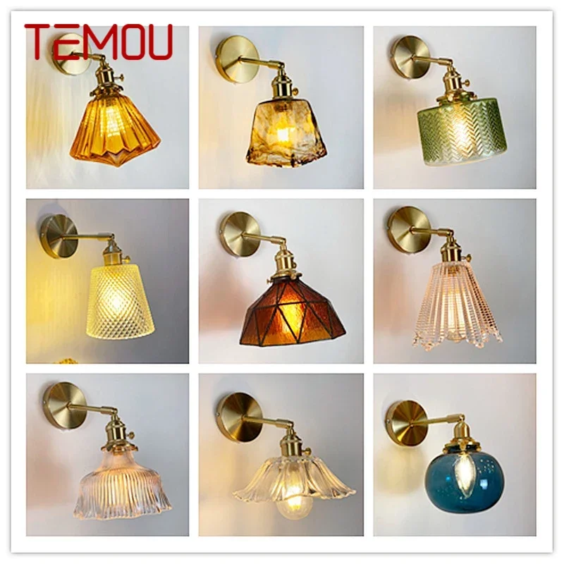 

TEMOU Nordic Brass Wall Lamp Indoor Living Room Bedroom Bedside Lamp Modern Hotel Corridor Hallway Wall Lamp