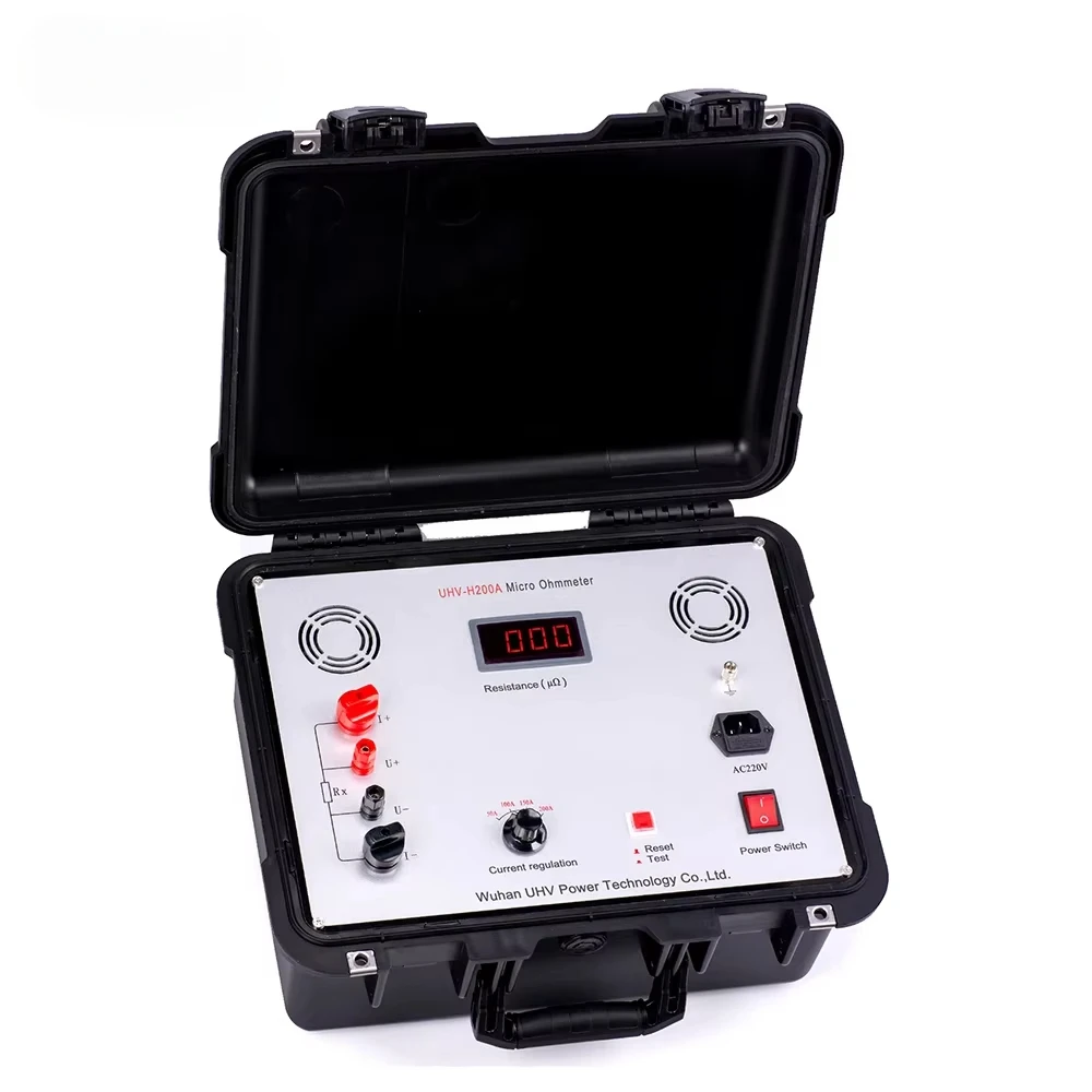 UHV-H200A Kit de medição de resistência de contato Testador de resistência de loop condutor 200a Medidor de resistência de interruptor