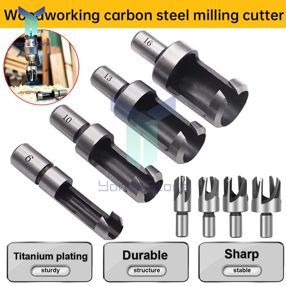 8 in 1 Wood Dowel Drill Bits Four Flute Dowel Hole Cutter Round Shank Claw Tapered Drill Bit Cork Drill Hole Saw for Woodworking