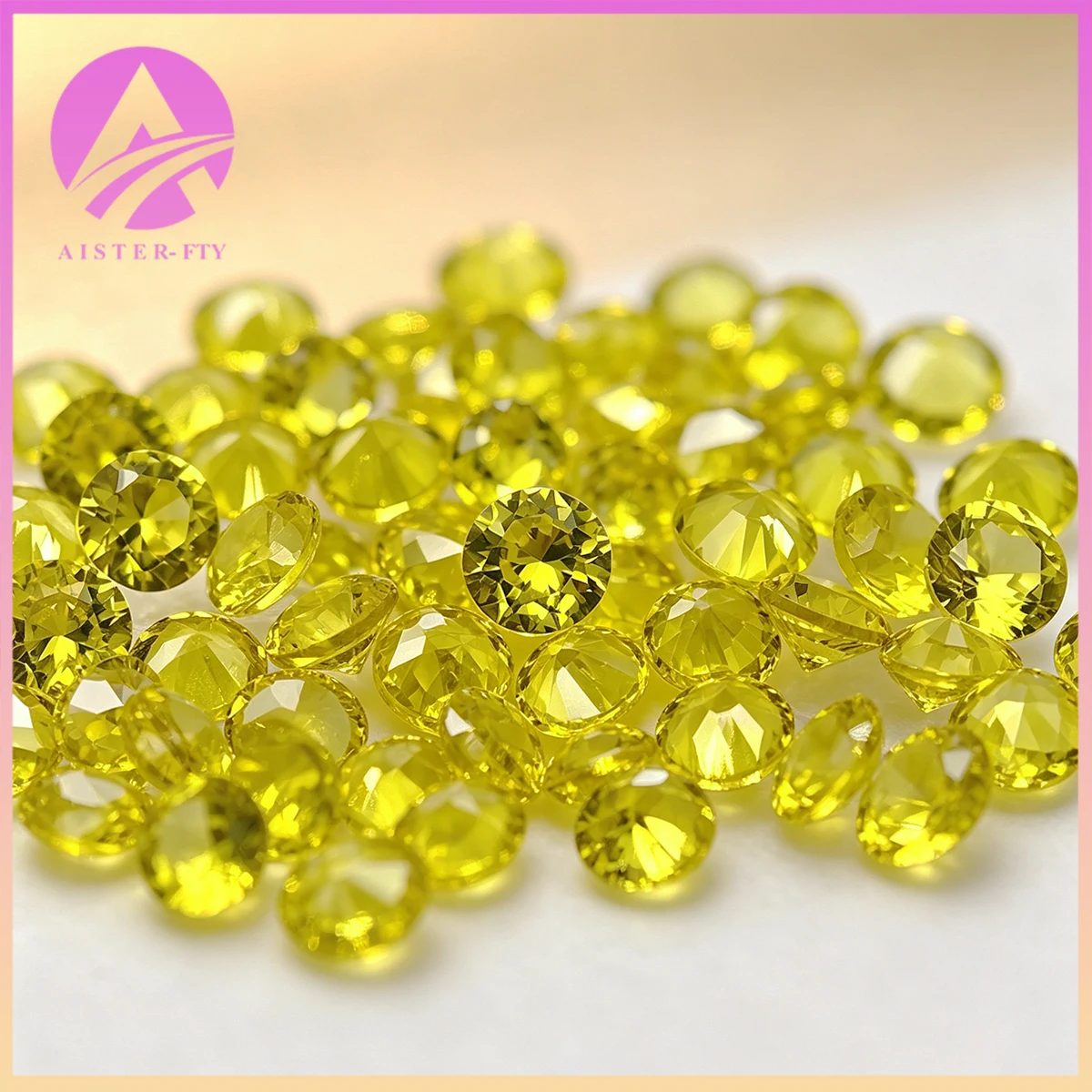 Yellow Gemstone Round Cut 2.3/2.5/2.8/3.25mm Synthetic Gemstone Diamond YAG Fluorescent Loose Stone For DIY Jewelry Making