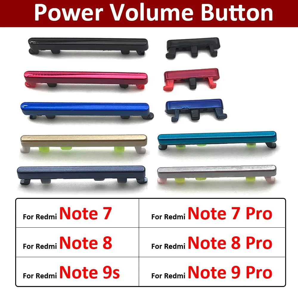 New For Xiaomi Redmi Note 7 8 9 9s Pro Power Button + Volume Side Button Replacement Parts