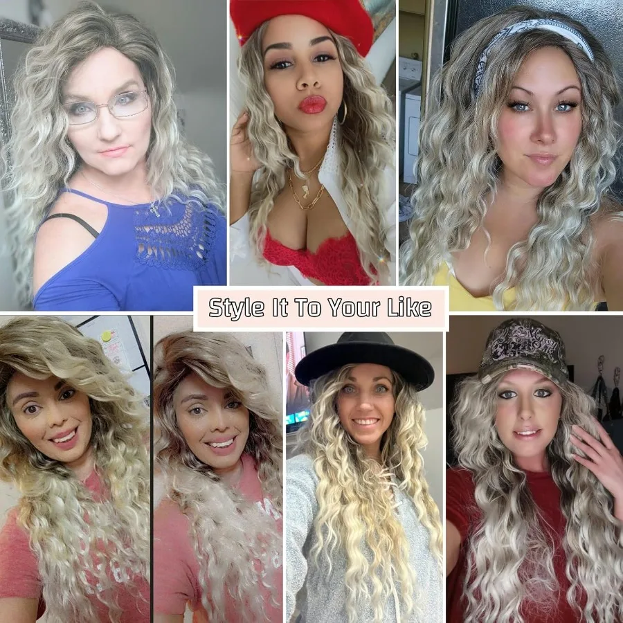 باروكة صناعية مموجة خفيفة الوزن مع طبقات أشقر طويل مجعد للنساء، شعر مستعار بديل بلون طبيعي من أجل Everyd