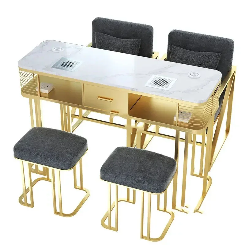 Nordic Beauty Salon Furniture Nail Tables Luxury Commercial Nails Desk with Vacuum Cleaner Minimalist Houshoeld Manicure Table D