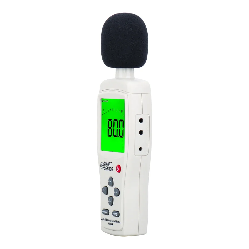 Mini Digital Sound Noise Level Meter / decibel meter Sound pressure level tester 30~130 dBA 35~130dBC db meter SmartSensor AS824