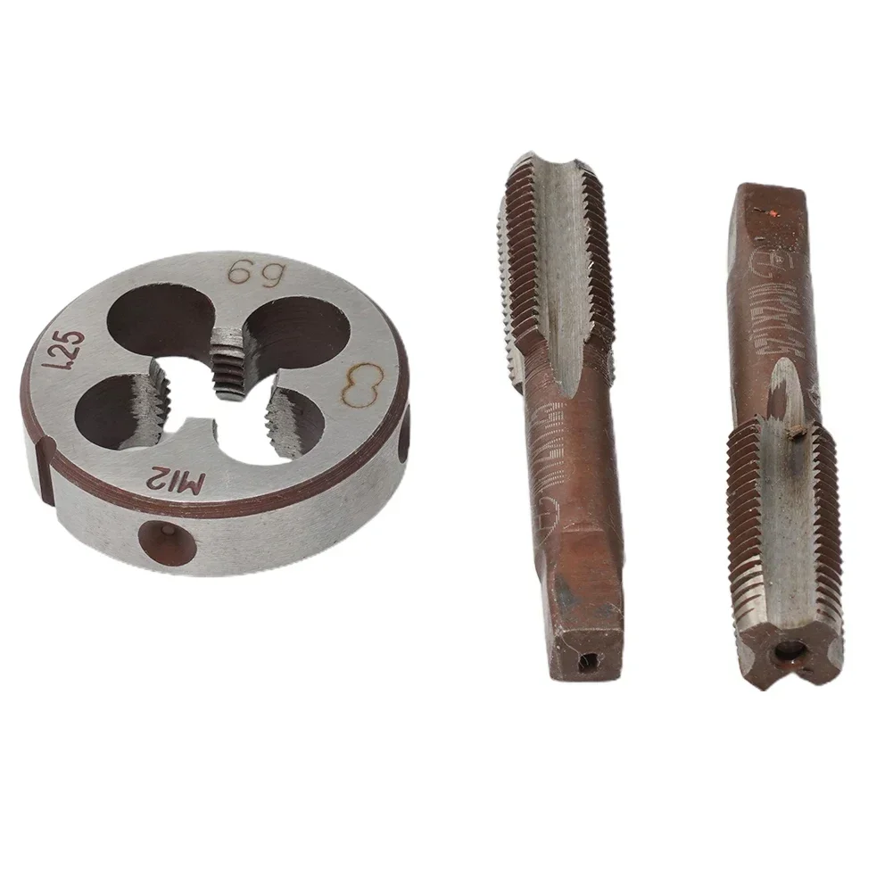 3Pcs Reliable And Durable HSS M12x125mm Taper & Plug Tap M12x1 25mm Die Essential Set For Thread Cutting Tools Accessories