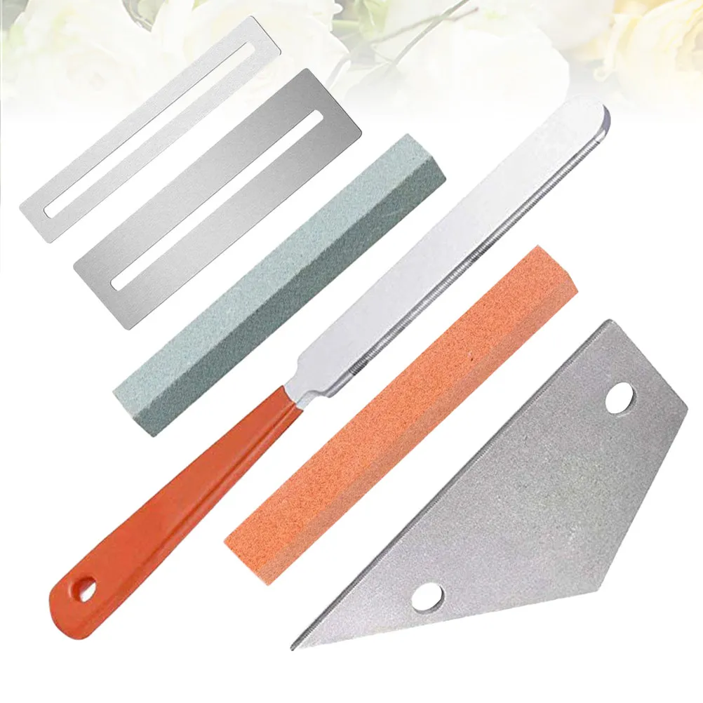6Pcs Guitar Maintenance Tool Kit Fret Crowning File Fret Rocker Fretboard Guard Grinding Stone for Leveling Polishing Saddle Nut