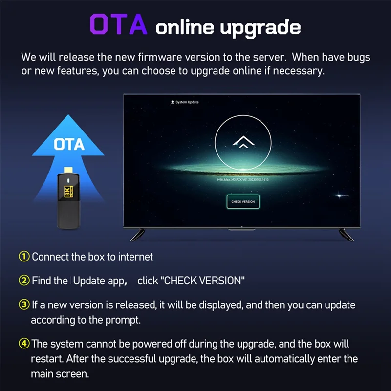 

For H96MAX M3 TV Stick 2GB+16GB Android 13.0 Wifi6 4Kx2k H.265 HEVC RK3528 Smart TV Box EU Plug