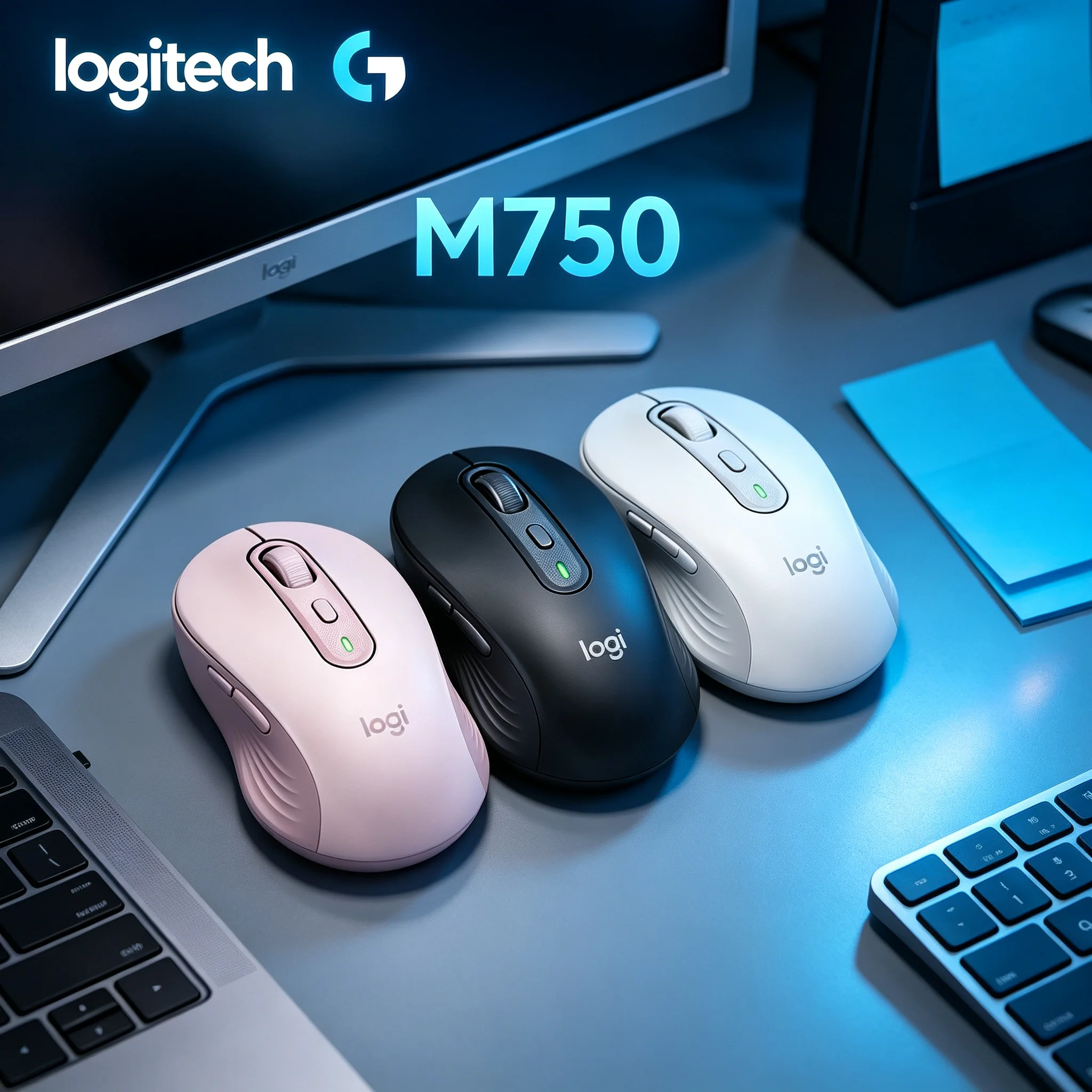 Logitech M750 Dual‑Mode Wireless Mouse Bluetooth & 2.4G USB Receiver Quiet Click Multi‑Color Mice for Office Worker & Student