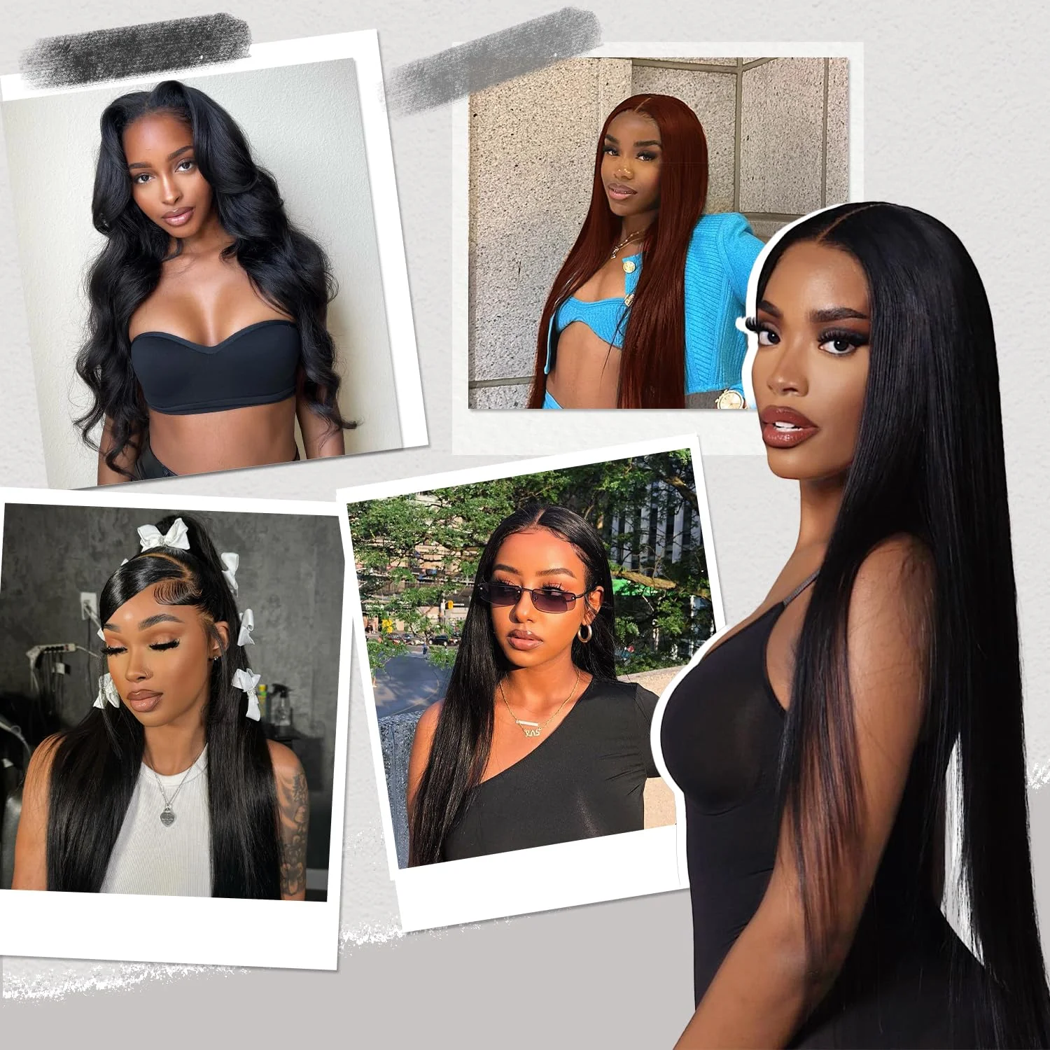 Parrucche anteriori in pizzo dritto grande 7x6 Capelli umani senza colla Chiusura anteriore in pizzo HD Parrucche pronte da indossare Densità 220% Glueless Nero naturale