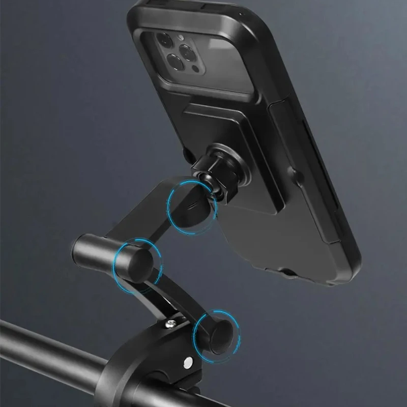 

360° Rotating Motorcycle Phone Mount - Waterproof Universal Bicycle Handlebar Holder for Smartphones & GPS