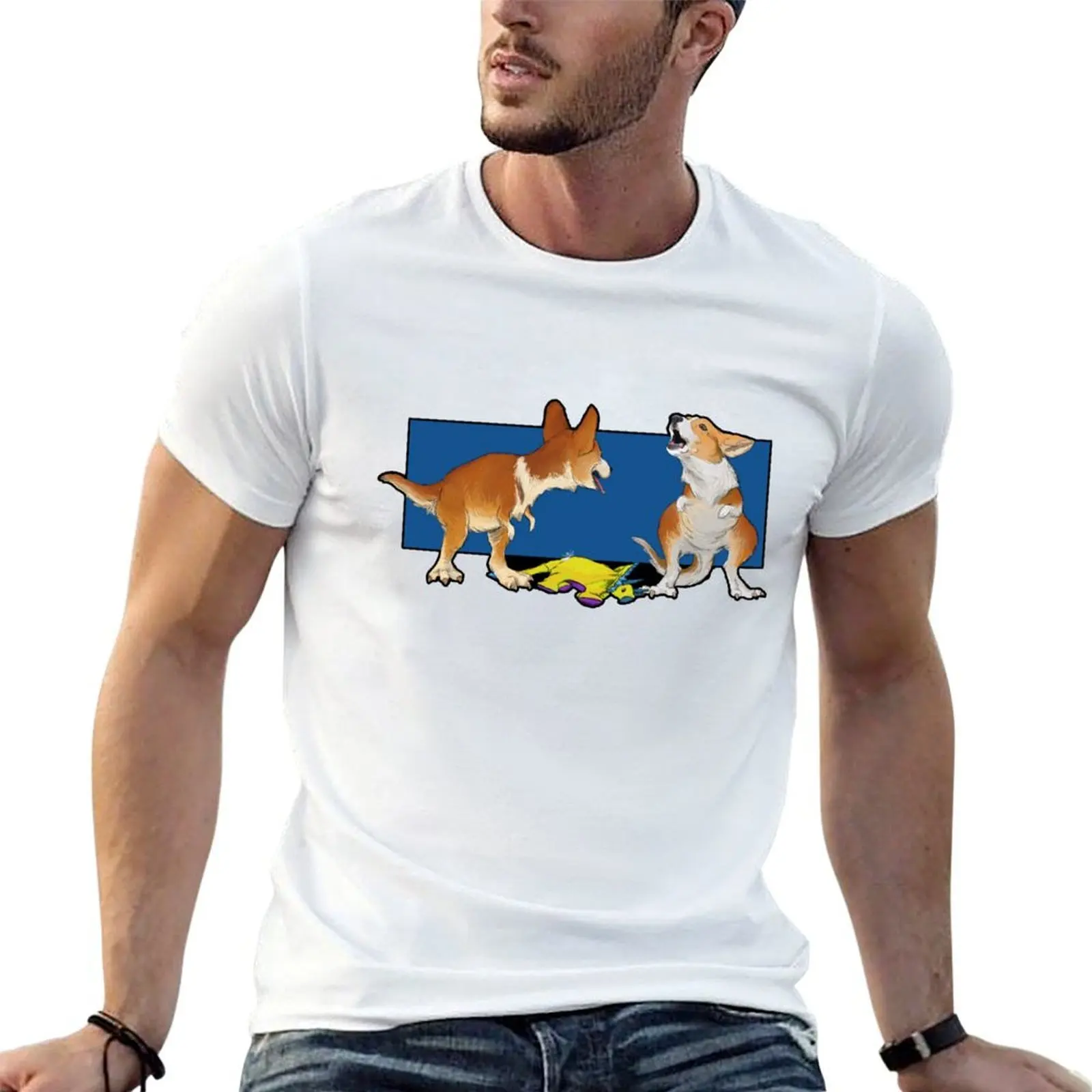 Terrible Thunder Corgis T-Shirt blue lock shirts graphic tee Men's t-shirts