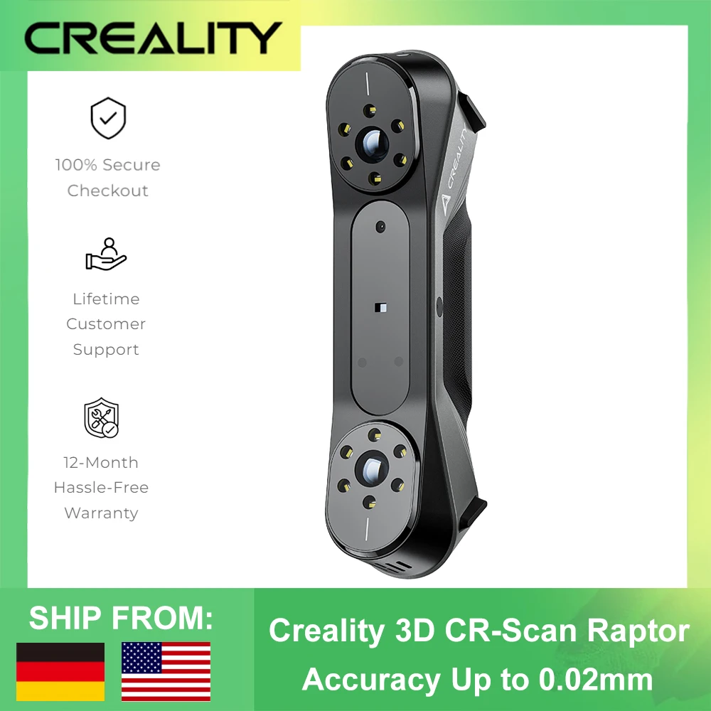 Creality 3D CR-Scan Raptor Anti-Shake 3D Scanner for 3D Printing Reverse Engineering Full Color Scan Up to 0.02mm Accuracy