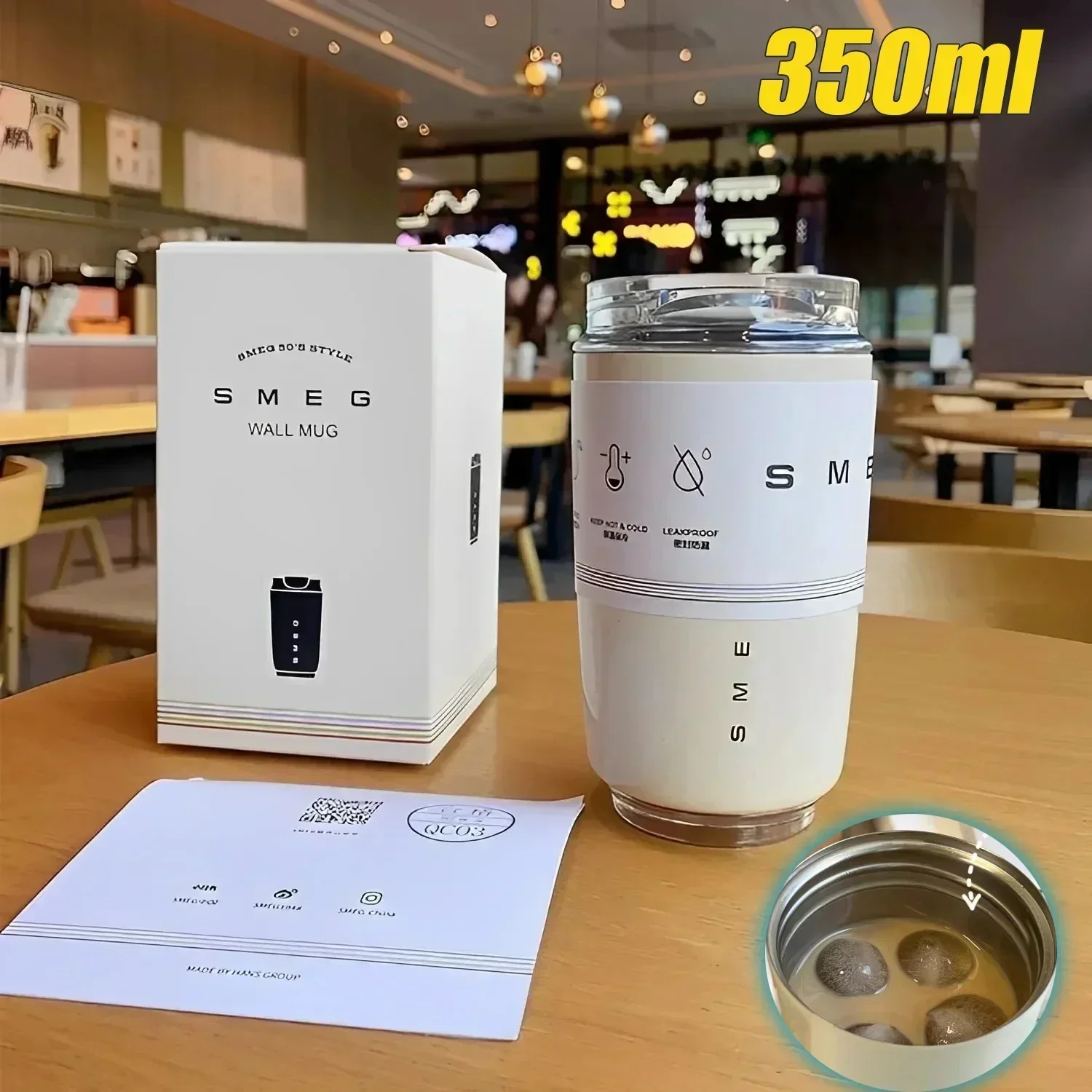 스테인레스 스틸 SMEG 물병, 절연 물병, 보온병, 음료병, 커피 컵, 여행 머그잔, 350ml 