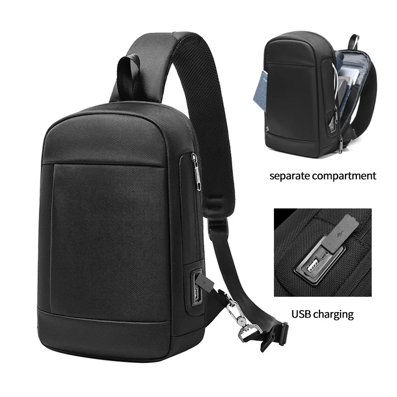 New custom logo Shoulder bag multifunctional waterproof anti theft chest bag men sling bag