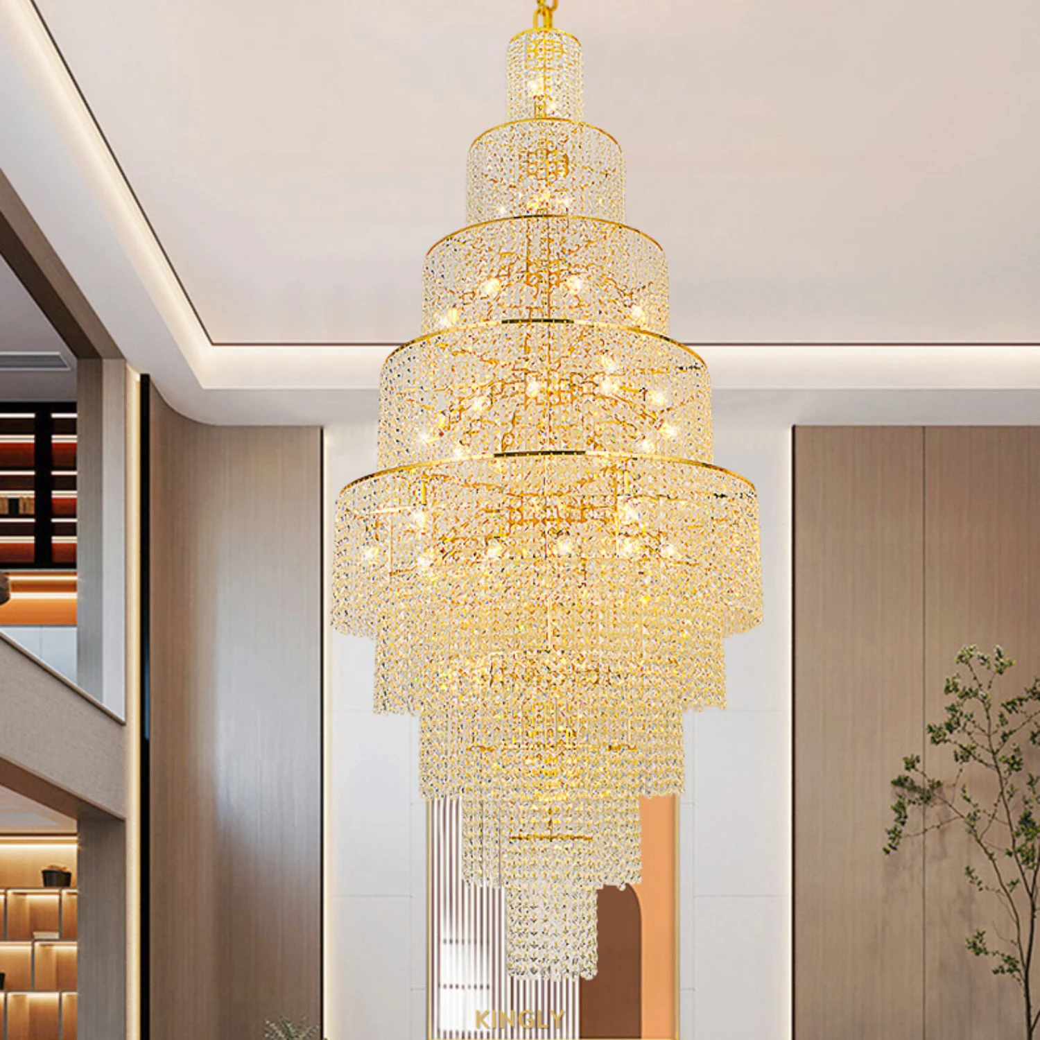 Long Crystal Chandeliers Lights Fixture American Modern Luxury Chandelier European Villa Loft Stair Way Hall Lobby Droplight